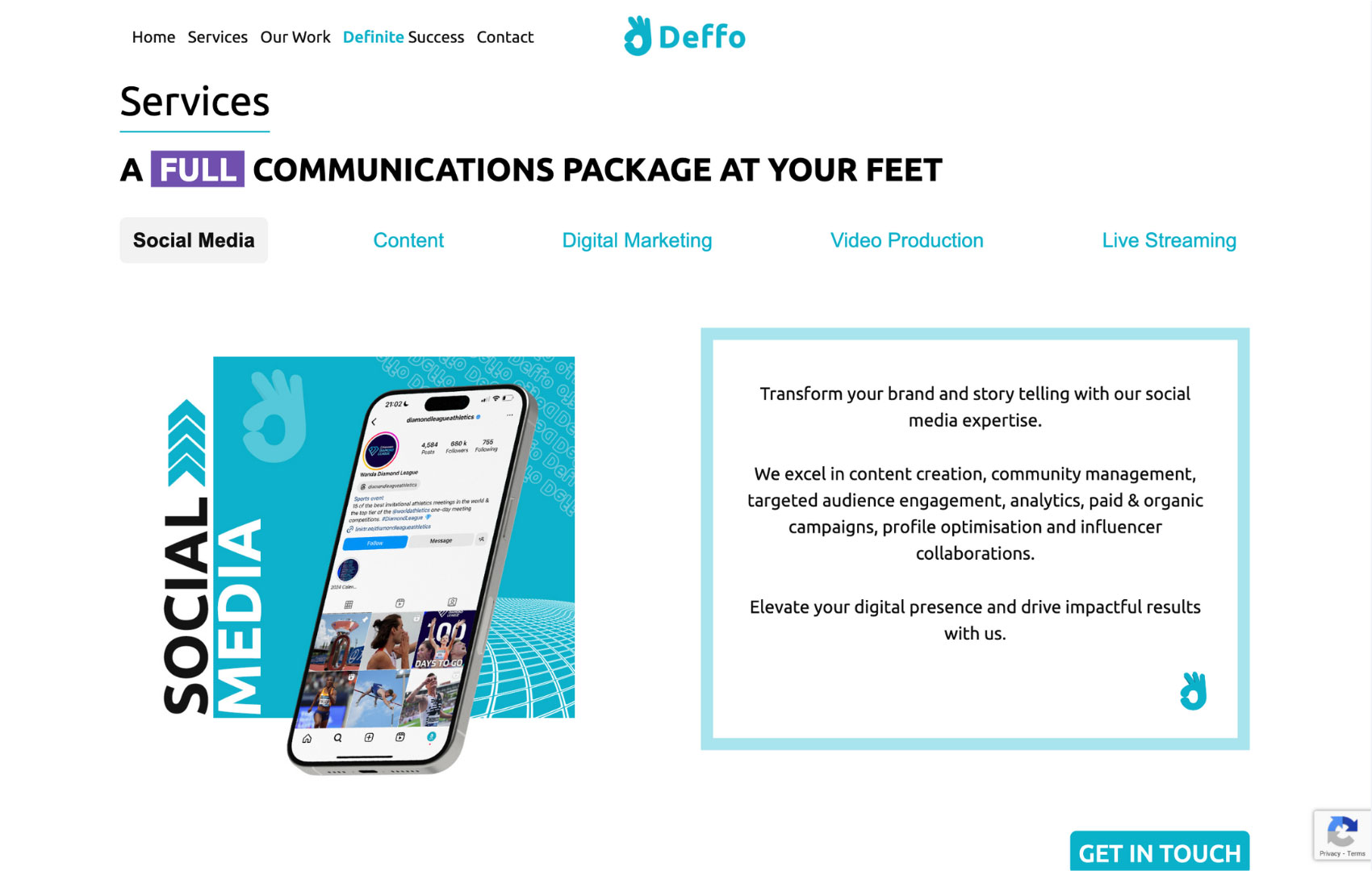 Deffo media website design service page display