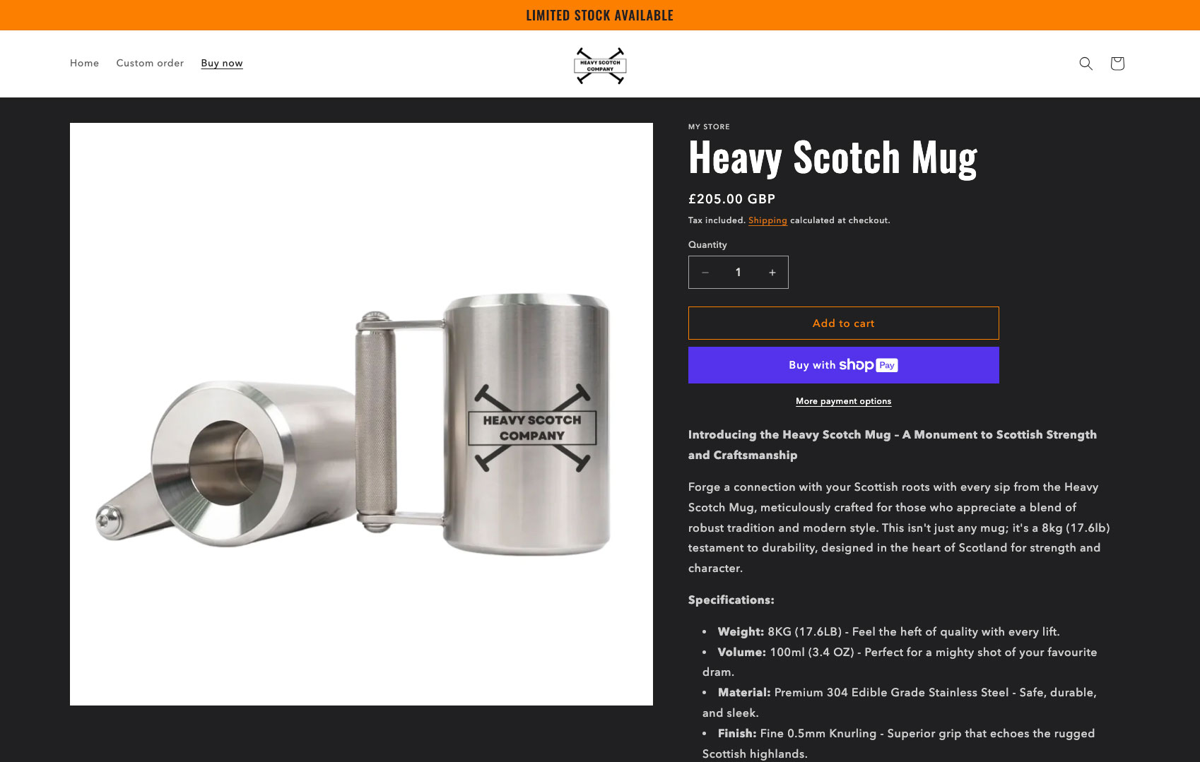 Website design, development, and hosting for Heavy Scotch Company to sell their products online