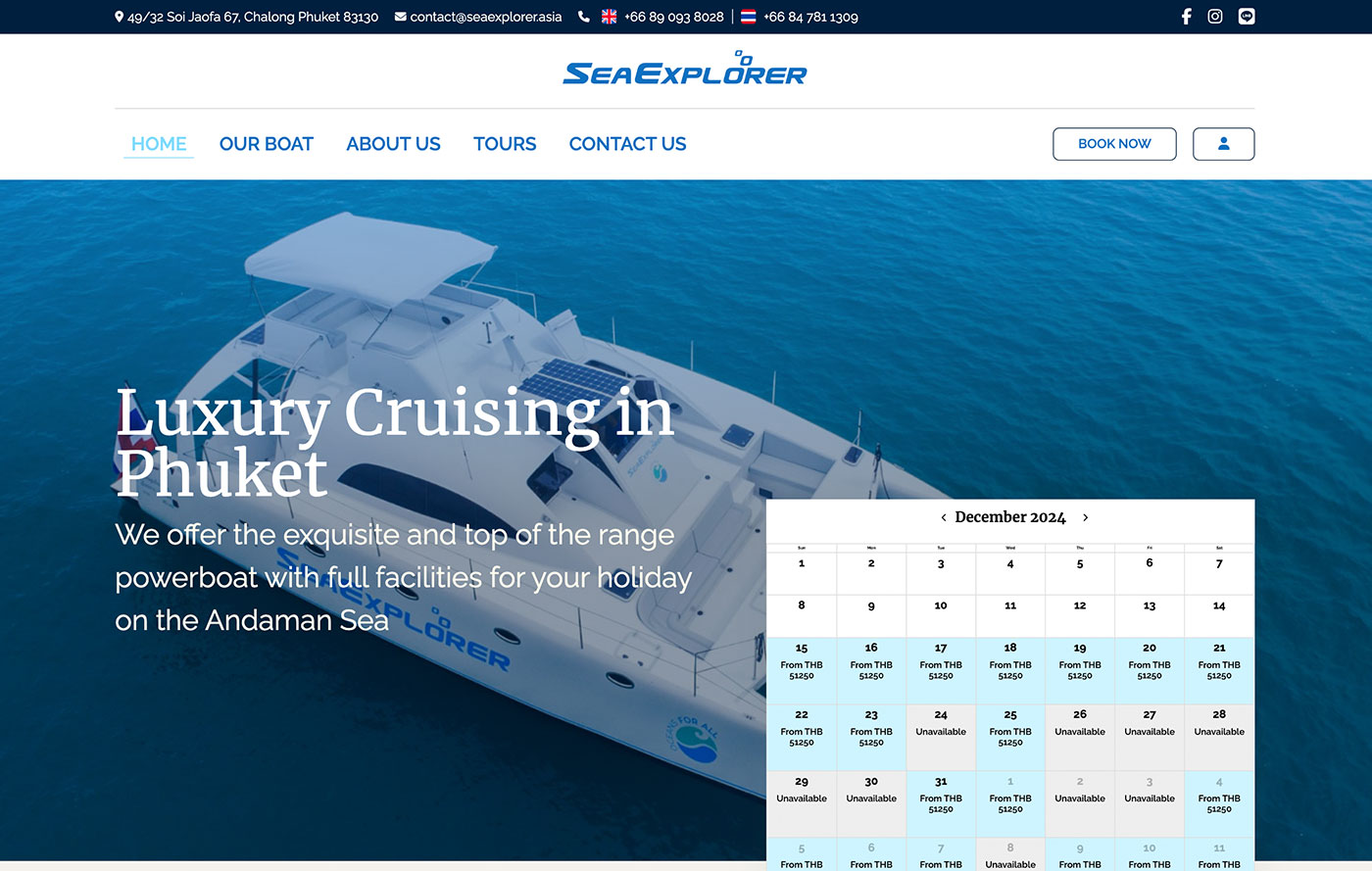 Seaexplorer website desing system for bookings