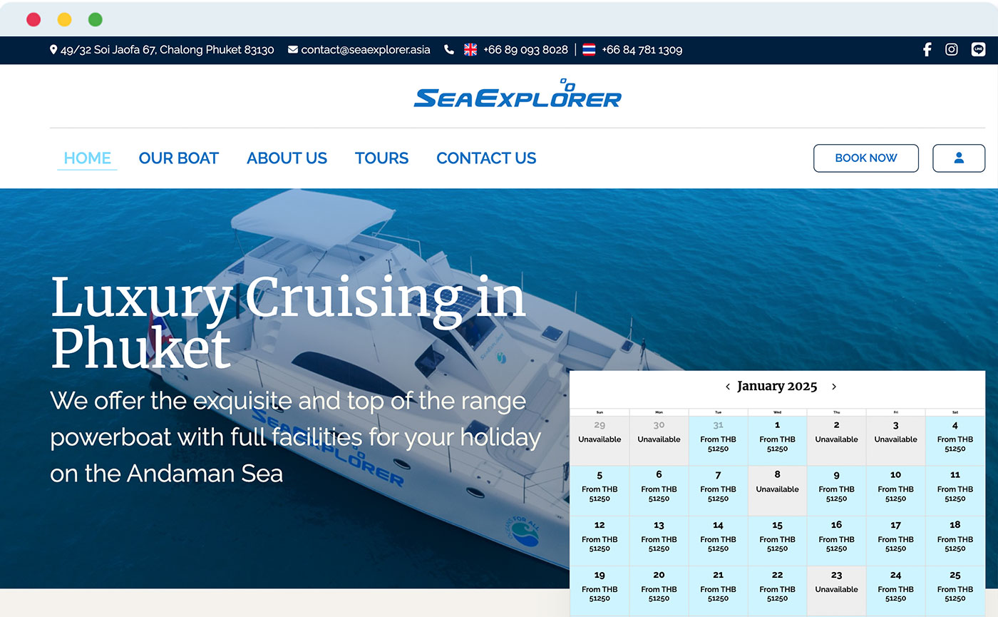 Web design for Thailand luxury yacht rental