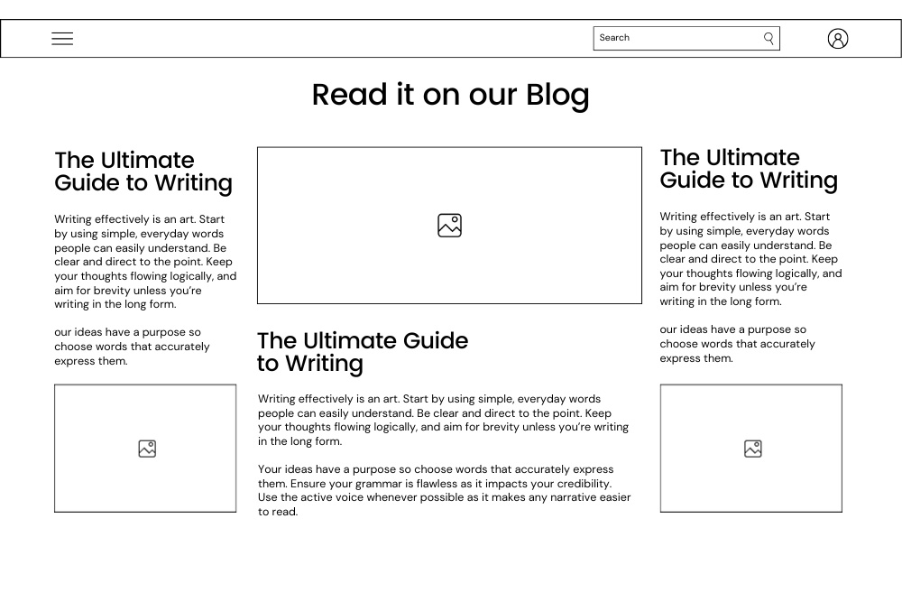 Website design wireframe idea