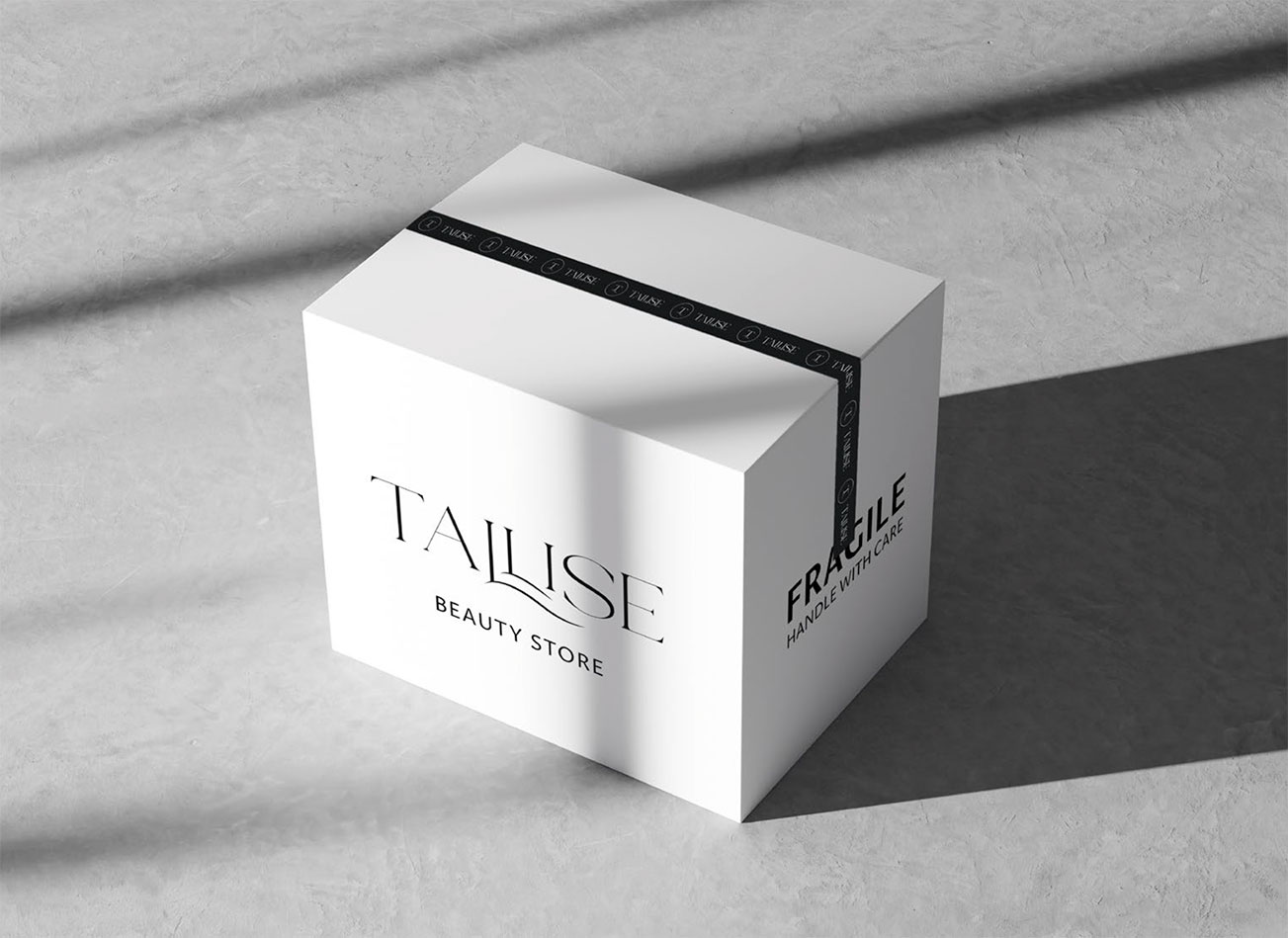 logo design on the box for beauty product shipping