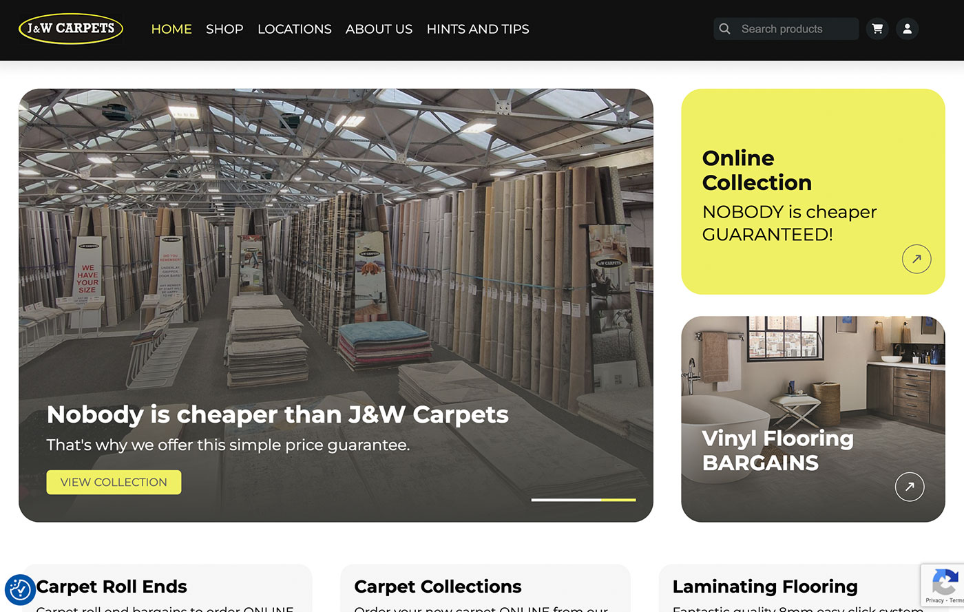 Web design for online store J&W Carpets